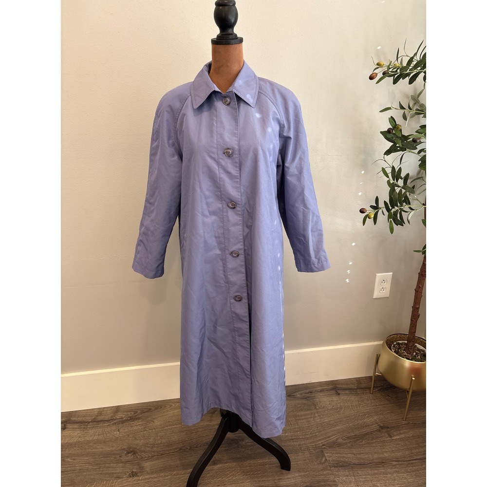 Vintage Gallery Petite Women's Long‎ Lavender Trench Coat Collar Sz 6